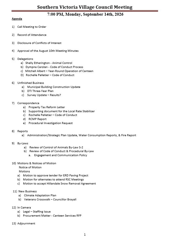 Agenda Sept 14 2026